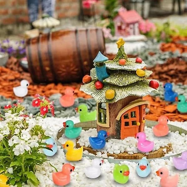 100 stk Tiny Ducks Sett Dekorasjon - Bedårende Miniender i Flere Farger