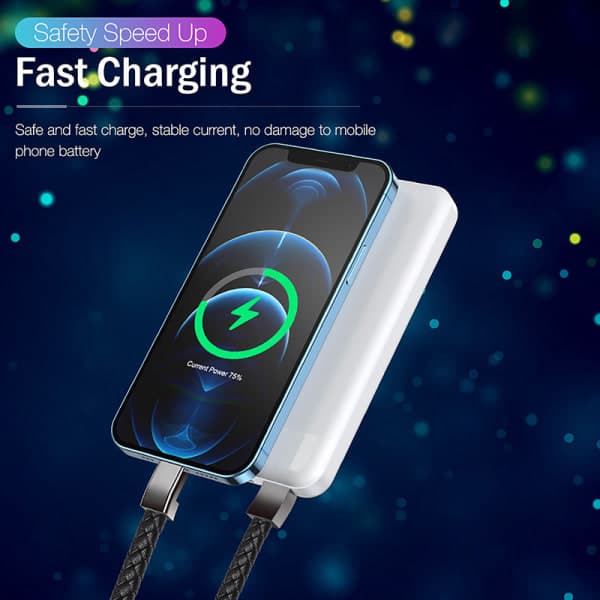5A Rannekoru USB-latauskaapeli Datalatausjohto PD Micro USB Musta 22,5 cm