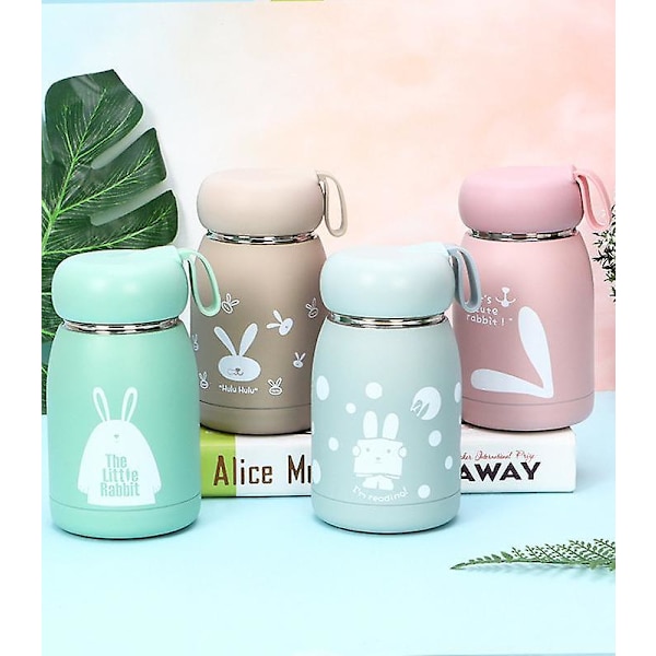 Söpö mini lasten ruostumattomasta teräksestä valmistettu tyhjiöpullo oppilaan vesimuki ulkokäyttöön kannettava kuppi 11OZ(Harmaa)(WZ1455)