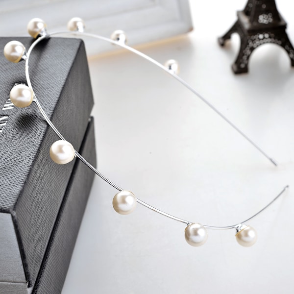 Pearl Simple Wedding Tiara - Dame Tiara, Fest, Gave, Justerbar Hårtilbehør til at passe til alles hoved (sølv, WZ-134R)