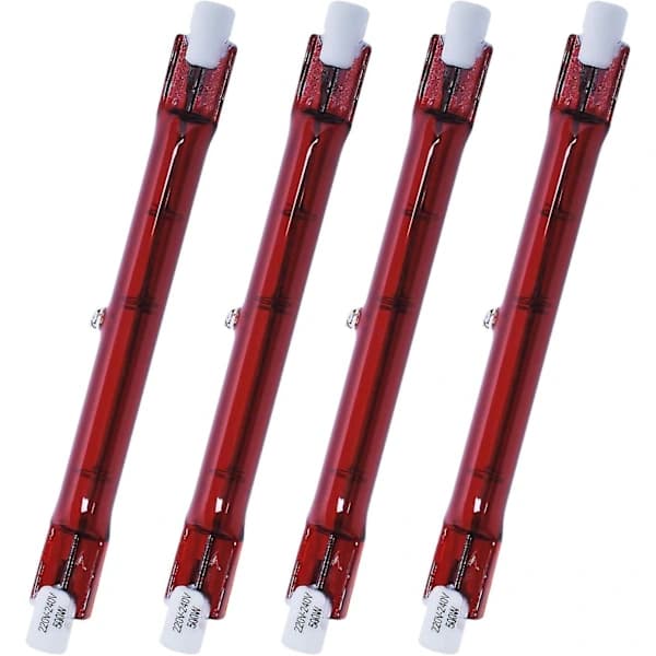 500 Watt Ruby Kompatibel med Heatmaster R7 Halogen Varmelampe for Hagevarmere - 4-pakning