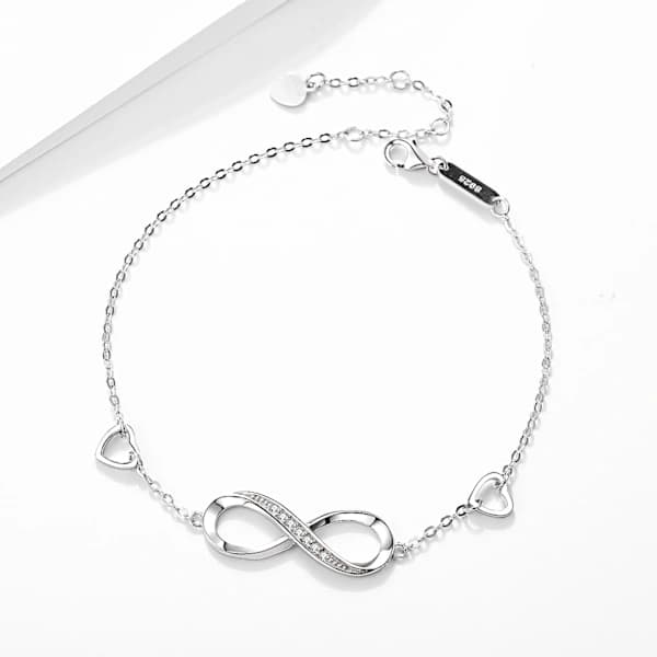 Äkta silver infinity armband för kvinnor i vitguldpläterat kärlek S