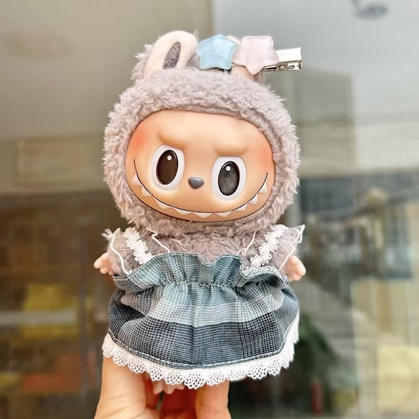 [HH] 17cm Labubu Popmarts Kläder och Accessoarer Docka Macaron Skjortset Stoppad Plysch Endast Kläder 17CM 7