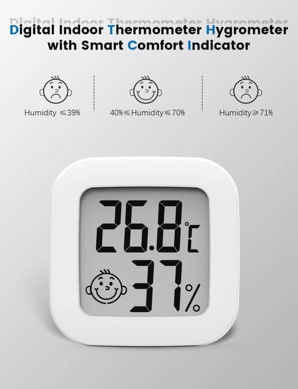 Mini Leende Hygrometer & Termometer - Måler luftfuktighet & temperatur