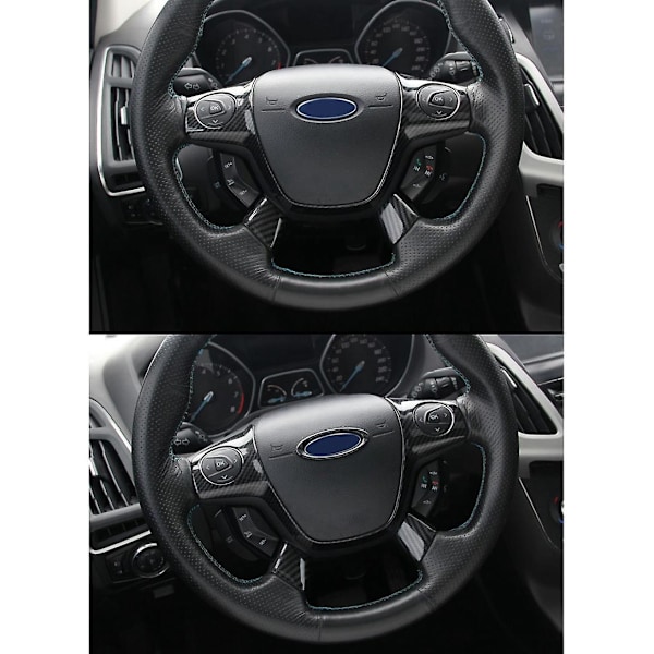 3 st kolfiberfärg rattkåpa dekorativ ram för Focus Escape Mk3 Kuga 2012-2
