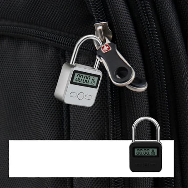 Metallisk timerlås LCD-timer op til 99 timer USB-timer hængelås - Premium