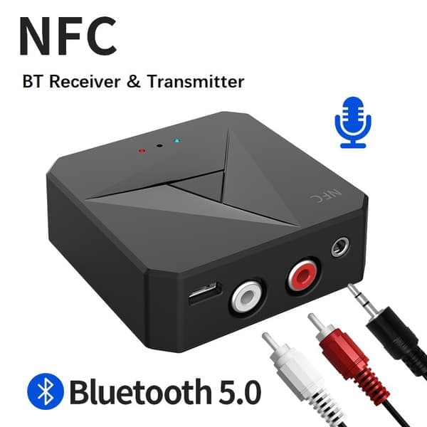 To-i-ett NFC Bluetooth-mottaker, samtale-Bluetooth-sender, 3.5AUX bil-Bluetooth-mottaker, RCA-høyttaler