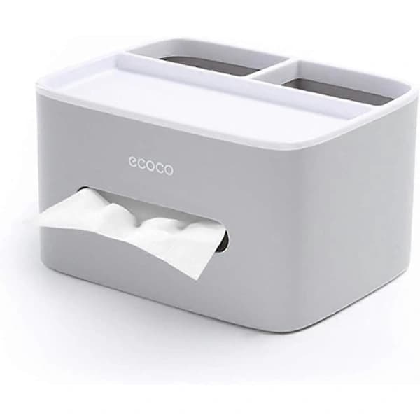HA~Multifunksjonell Tissue Box, Fjernkontroll- og Tissueholder, Organizer med Tissue Box Grå