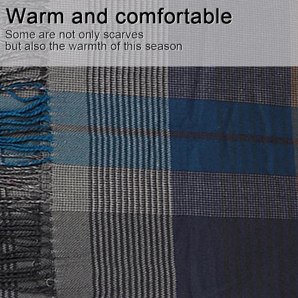 Luksuriøst klassisk herreskjerf med kasjmirfølelse, rutete skjerf Blue thin strip