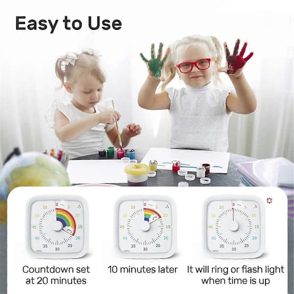 60 Minutters Visuel Timer med Beskyttelsesetui, Hvid