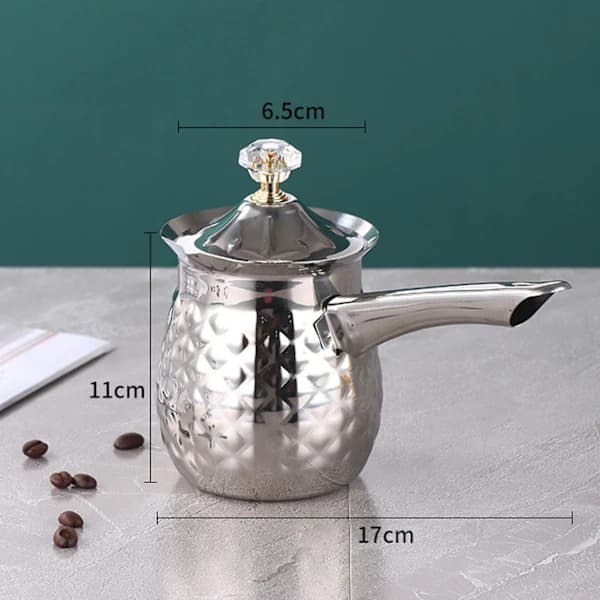 Tyrkiske kaffekander, fødevaregodkendt multifunktionel smeltedigel til smør til at lave varm mælk, sølv, 200 ml