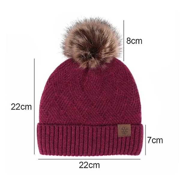 Lue for kvinner menn vinterlue damer Cuffed Beanies lue varm luer grå Claret