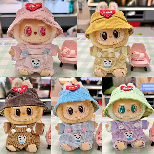 [HH] 17cm Labubu Söpöt Asut, Söpöt Labubu Vaatteet Macaron Eläinsarjan Nukenvaatteet Puku 17cm Labubulle o