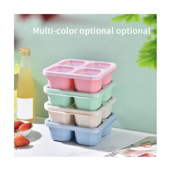 Bento Box - Gjenbrukbare matbokser med 4 rom, perfekte matbeholdere, kompakte og