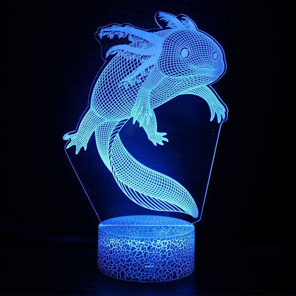/HH/Axolotl 3D Illusjon Nattlampe, Romdekor Nattlampe Leker