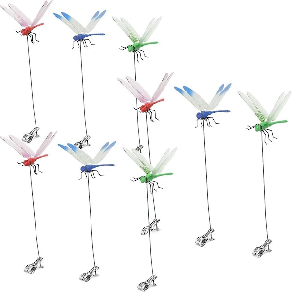 9 stk. Libelle Stang Klips, Utendørs 3d Libelle Hage Dekorative Klips, Hjem Tilbehør Hagearbeid