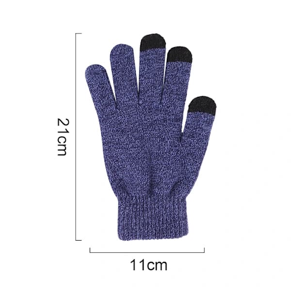 Strikkede termiske handsker, uld skridsikre touchscreen-handsker Navy blue