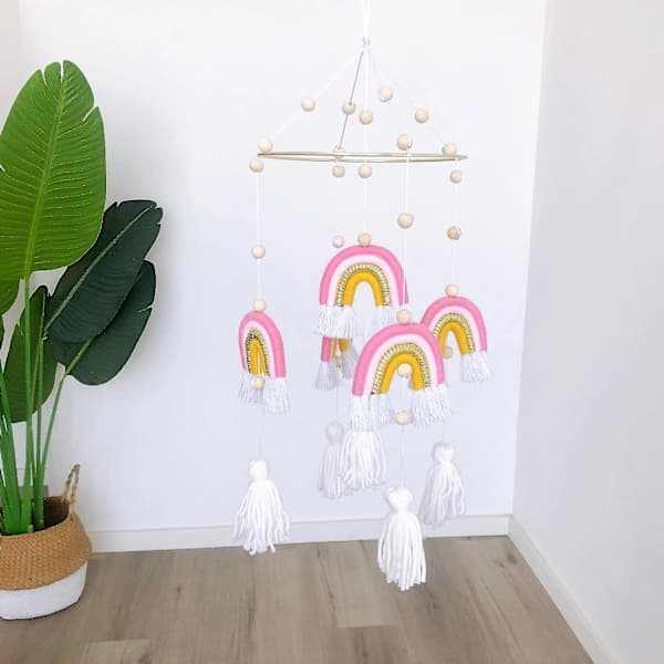 Vävda regnbågshängen R Macrame Tofs R