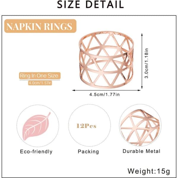 Juldekorationer - Set med 12 rosa servettringar med elegant perforerad design