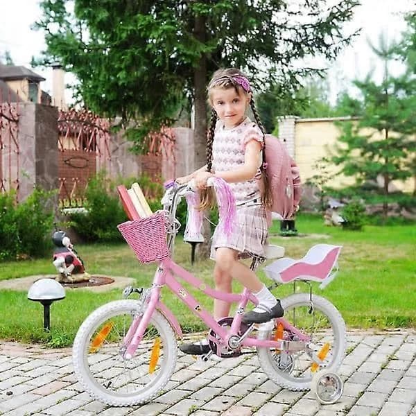 Rosa lilla børnecykelkurv med justerbare forreste stropper B