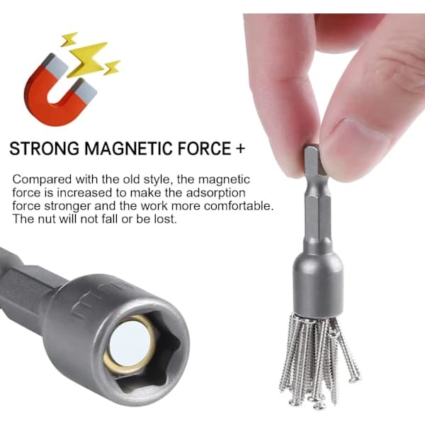 12-pak Socket Driver Bit Sæt Adaptere 8mm Hex 1/4 tomme Hex Driver Bit til Ledningsfrie Boremaskiner eller Skruetrækkere Tilbehør