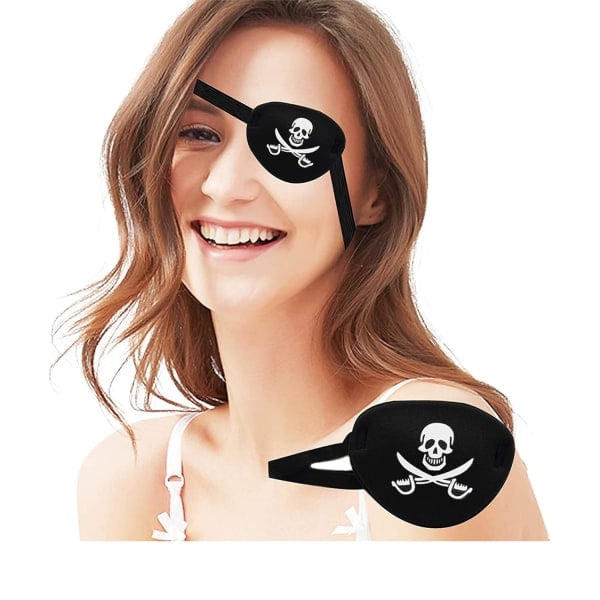 /HA/Sort enkelt øjenmaske, piratkranie Crossbone øjenlap