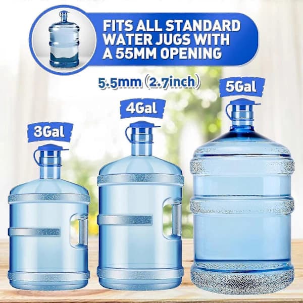 HA~5 Gallons Vattenflasklock Återanvändbara Hållbara Silikon Spillfria Lock för 55mm Flaskor Endast Lock Bästa Presenten 4st