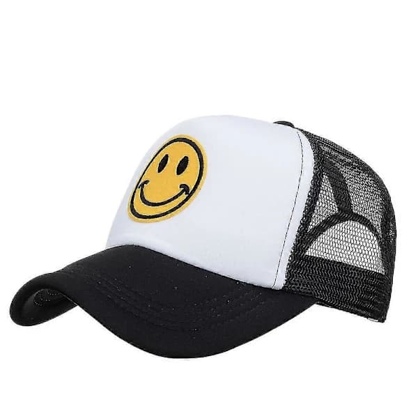 Truckerkeps med smiley-ansikte, justerbar sommarkeps med mesh