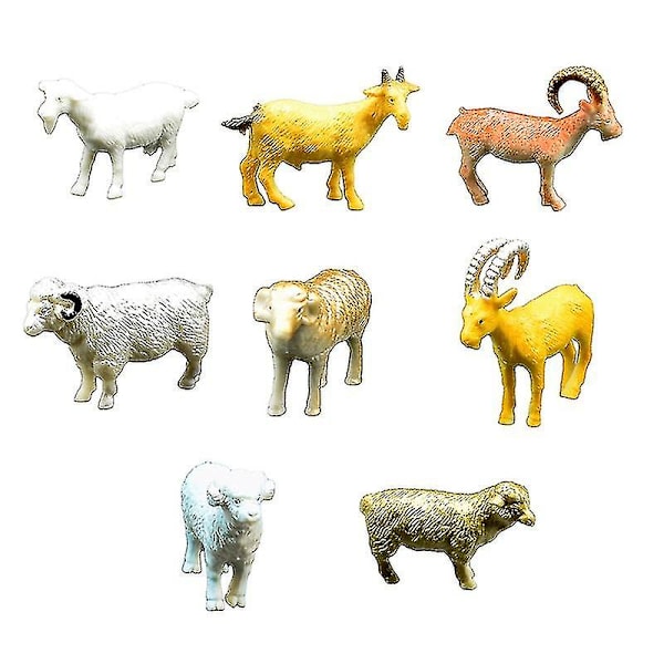 8 stk. Børn Mini Simulation Ged Får Dyr Model Legetøj Actionfigur Hjem Indretning A