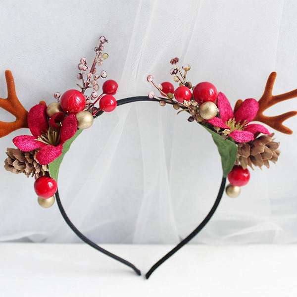 Julehodebånd Blomster Gevir Hodebånd Hodeplagg Elg Hjort Dyr Hårstykke Hodeplagg Halloween Hårtilbehør for Kvinner og Jenter