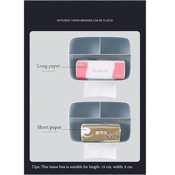 HA~Multifunksjonell Tissue Box, Fjernkontroll- og Tissueholder, Organizer med Tissue Box Grå