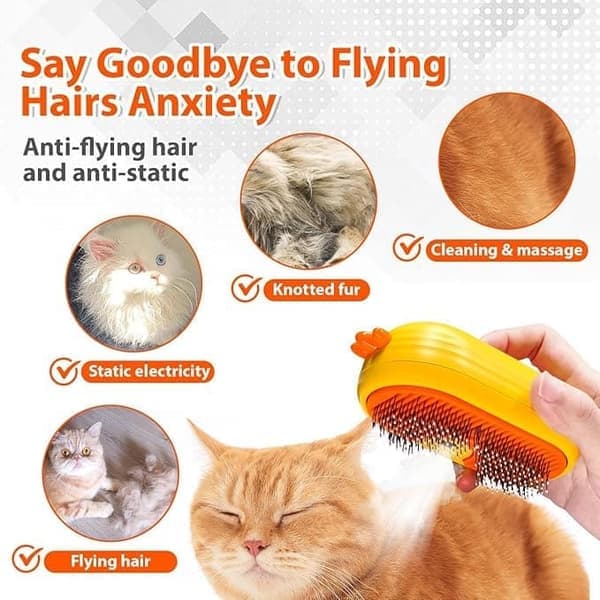 Steam Brush for Cat & Dog - Pet Grooming Brush with Steam & Self-Cleaning Function