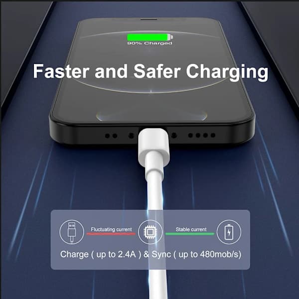 HA-[2-pack] 2 m Apple MFi-certifierad iPhone-laddningskabel, 2 meter för iPhone 14/13/12/11/11 Pro/11 Pro Max/X/XS Max/8/7/6/5/iPad