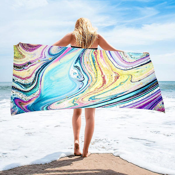 Farverige prints store strandhåndklæder hurtigtørrende surf poncho mikrofiber badehåndklæde rejse sjal strand yoga picnic fitnessmåtte kvinder gave