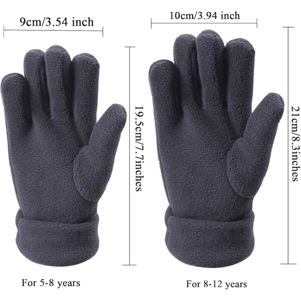Fleece Vinterhansker for Barn Varme Hansker med Fulle Fingre for Gutter Jenter Barn Snø Utendørsaktiviteter Tilbehør