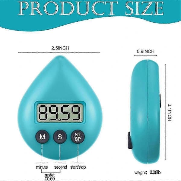 Tyst ke Tkande Vanntett Dusjtidtaker Magnetisk Bakside Batteridrevet Digital Timer Liten Størrelse []