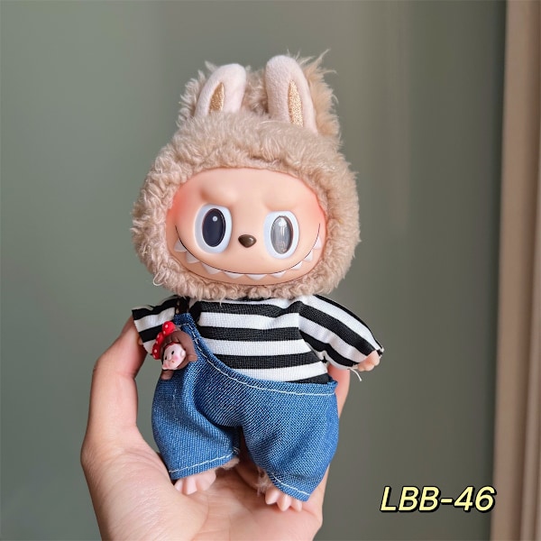 [HH] Labubu 17cm Första Andra Generationen Klädbyte Bambu PVC Material Sittande Party Vinyl Plysch Endast Docktillbehör