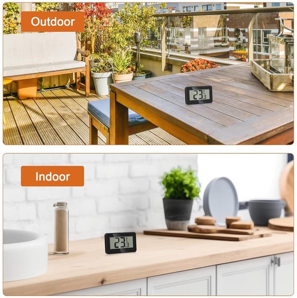 HA~Sæt med 3 digitale køleskabstermometre - Magnetisk akvarietermometer med krog - Mini køleskabstermometer - Frysetermometer Sort
