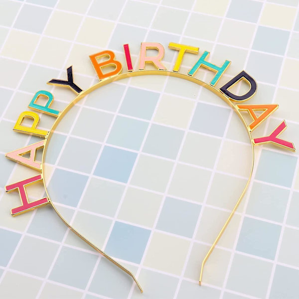 Glad födelsedagskrona Regnbåge Legering Hårband Födelsedagshuvudbonad för kvinnor Flickor Födelsedagspresent och Festdekorationer Färgglada---HAPPY BIRTHDAY,WZ