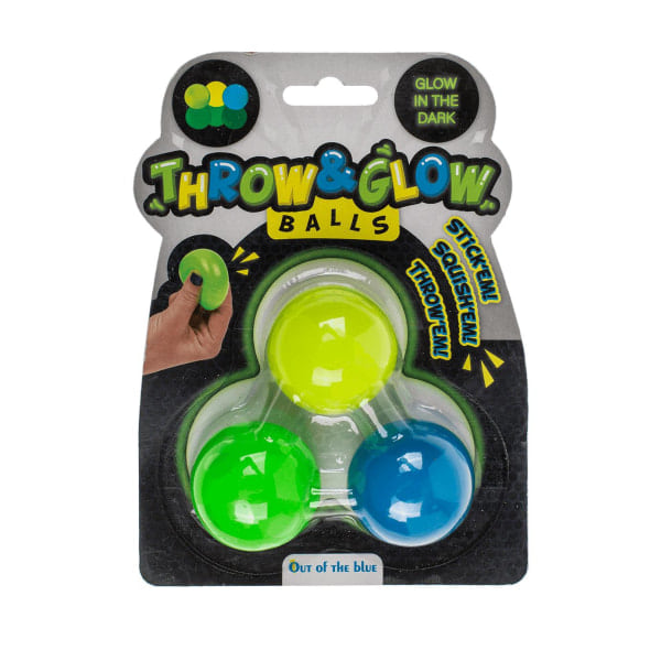 /HA/3-pak - Selvlysende Klemmebolde / Stressbolde - 4 cm multifarvet