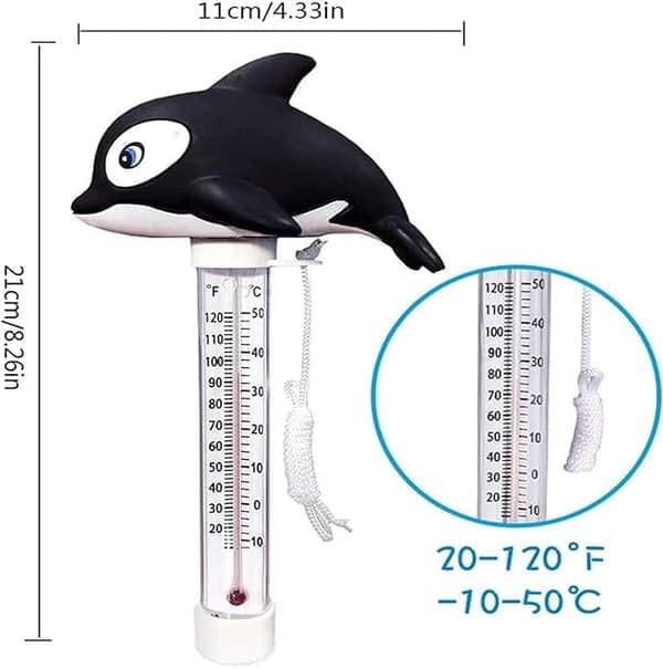 Flydende pooltermometer - Temperaturmåler til indendørs og udendørs pools med snor