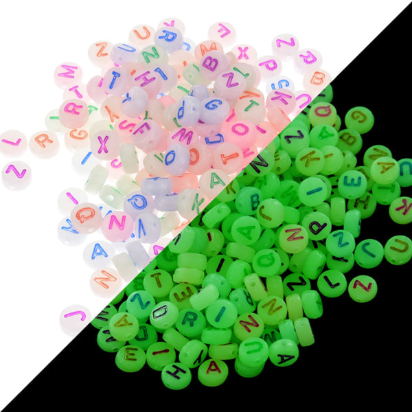 /HH/1000 stk. selvlysende akryl alfabet bogstavperler 7 mm glød - Perfekt
