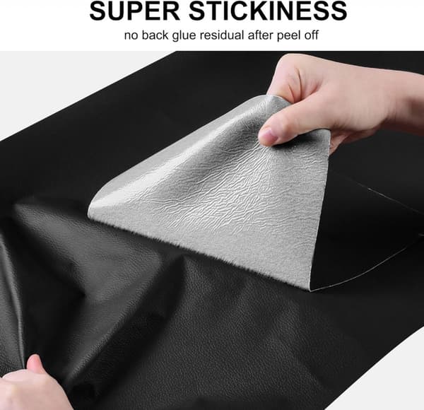 Selvklæbende PU-læderreparationslap, vandtæt og ridsefast, til sofaer, møbler og bilsæder, sort, 50 x 137 cm
