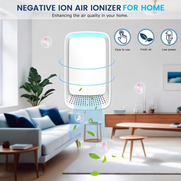 Luftrenser - Bærbar luftrenser med ionfunksjon - Hvit