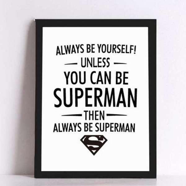 Wekity Mustavalkoinen Superman-seinätaide, kangaspainatusjuliste, yksinkertainen mustavalkoinen taidepiirustus sisustus kotiin, olohuoneeseen, makuuhuoneeseen, toimistoon, Chi