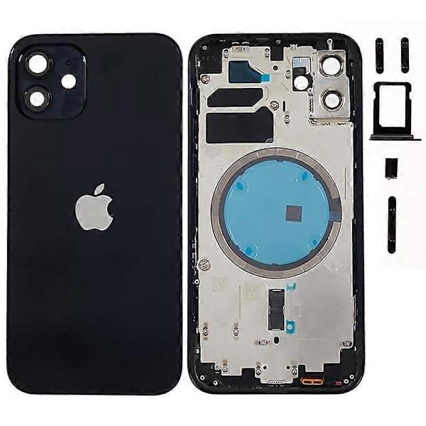 /HH/Kompatibel med iPhone 12 6.1 tommer Bagside Batteri Hus + Mellemramme Plade + Sideknapper Udskiftning - Perfekt Style F