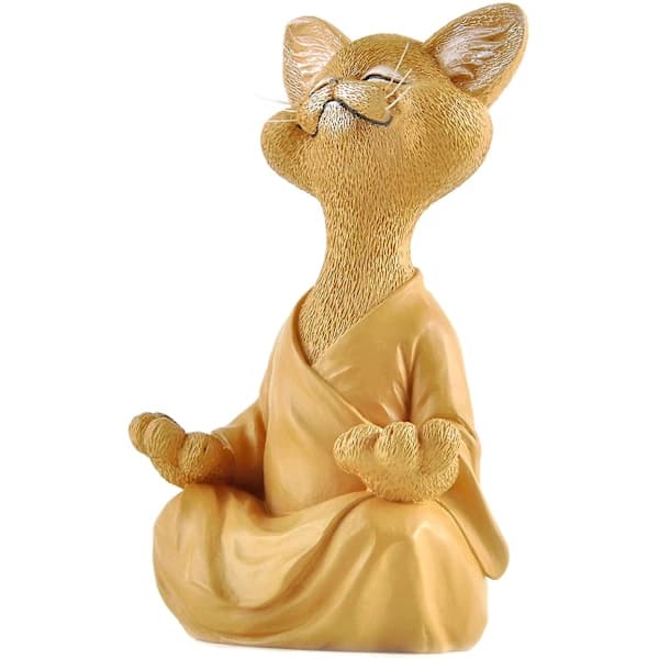 Stilfuld Buddha Kat Statue, Meditation Yoga Samlerobjekt, Gaver til Katteelskere (Orange)