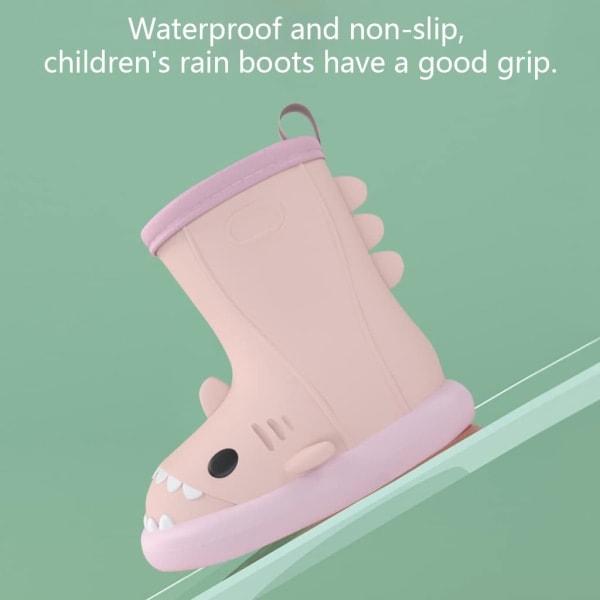 /HA/ Taaperoiden sadetakit Cartoon Shark Easy On Baby -sadekenkä Vedenpitävät saappaat pojille Tytöt (vaaleanpunainen, 7 taapero)