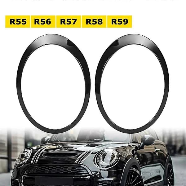 Sorte Forlygte Ringe Rammer Beskyttelse Par til Mini Cooper R55 R56 2007-2015 51137149905 511371499