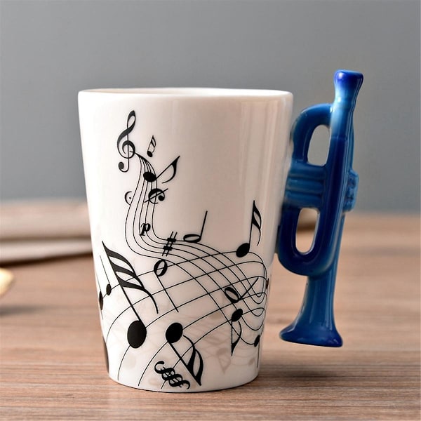 240 ml, Musik Keramisk Krus Sød Kaffe Te Mælk Node Krus Og Kopper Med Håndtag Nyhed Gaver, Træ